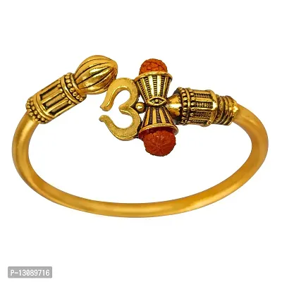 SHANKHRAJ MALL Mens Steel Brass Kada And Braslet Siver Or Gold (GOLD BHOLE)