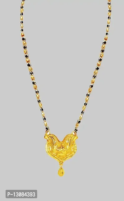 Shankhraj Mall Gold Plated Mangalsutra Tanmaniya Necklace Pendant Black Bead Golden Chain For Women And Girls-thumb2