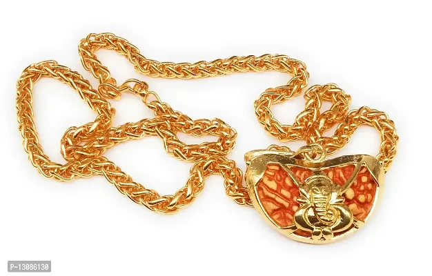 Shankhjraj Mall Gold Plated Ganpati,Ganes,Ganpatibappa Pendant And Chain For Men Or Boys