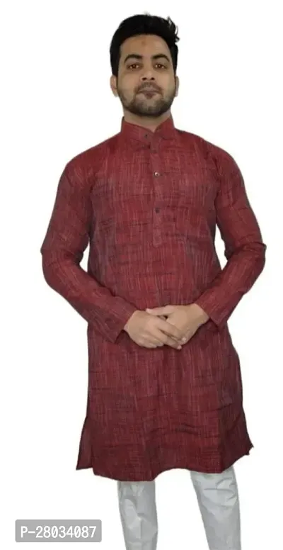 Reliable Brown Cotton Solid Ankle Length Kurta For Men