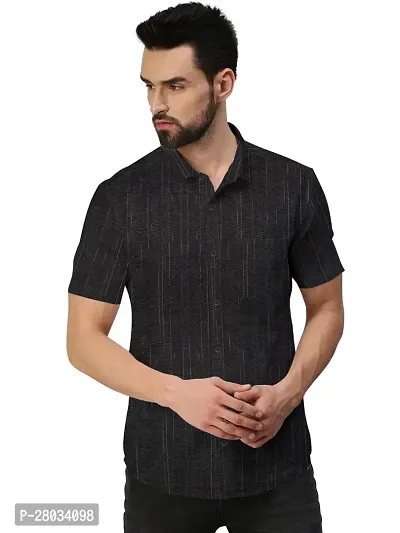 Reliable Black Cotton Printed Short Sleeves Casual Shirts For Men-thumb0