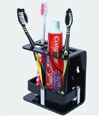 Acrylic Toothbrush Holder Toothpaste, Trimmer, Case Stand for Kitchen Bathroom Acrylic Toothbrush Holder  (Black, Wall Mount)-thumb3