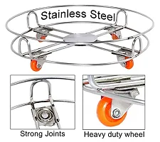 Devashree Stainless Steel Gas Cylinder Trolley with Wheels | Gas Trolly | Lpg Cylinder Stand with Wheels (pack of 2)-thumb4