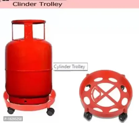 DEVASHREE LPG Cylinder Trolley  Stand with Wheels,Gas Cylinder Stands -Red Colour (1 Piece)-thumb0