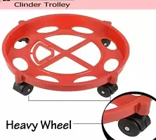 DEVASHREE LPG Cylinder Trolley  Stand with Wheels,Gas Cylinder Stands -Red Colour (1 Piece)-thumb1