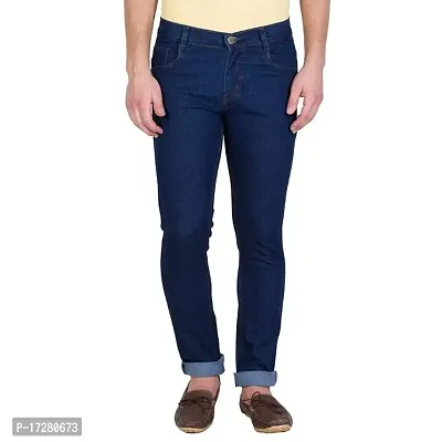 Men Regular Mid Rise Dark Blue Jeans-thumb0