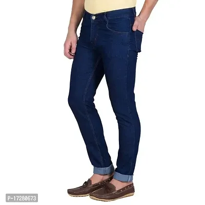 Men Regular Mid Rise Dark Blue Jeans-thumb2