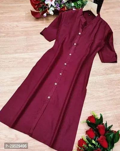 Stylish Maroon Rayon Kurta For Women-thumb0