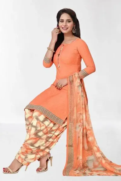 Unique Crepe Dress Material with Dupatta Set