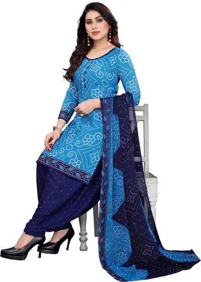 Stylish Crepe Printed Dress Material with Dupatta