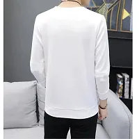 Comfortable White Cotton Blend Tees For Men-thumb1