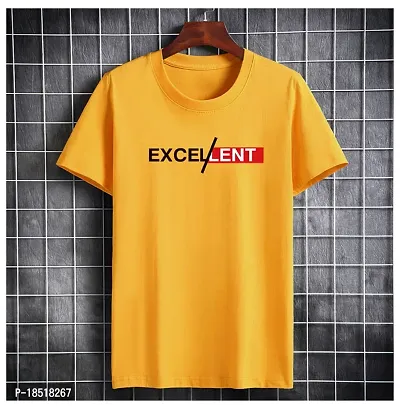 Comfortable Yellow Cotton Blend Tees For Men-thumb0