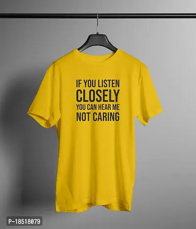 Comfortable Yellow Cotton Blend Tees For Men-thumb0