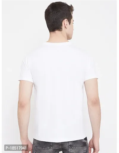 Comfortable White Cotton Blend Tees For Men-thumb2