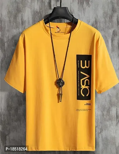 Comfortable Yellow Cotton Blend Tees For Men-thumb0