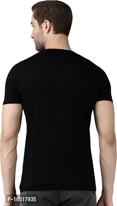 Comfortable Black Cotton Blend Tees For Men-thumb2