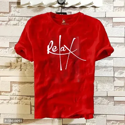 Comfortable Red Cotton Blend Tees For Men-thumb0