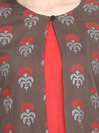 Yaanvi Women's Stylish Double Layered Rayon  Cotton Designer Long Kurti/ Dress-thumb4