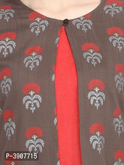 Yaanvi Women's Stylish Double Layered Rayon  Cotton Designer Long Kurti/ Dress-thumb5