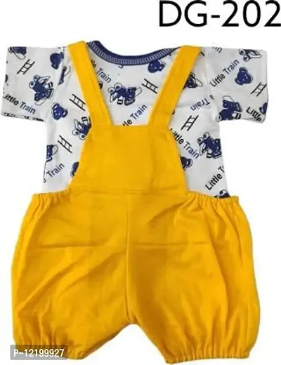 Prithvi R Corporation Baby Girl & Baby Boy's Elephant Dungaree Set for Kids with Complete Skin Care of Your Infant|Yellow-thumb2