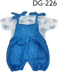 Prithvi R Corporation Print Embroidered T-Shirt with Mini Dungaree Bibshorts for Infant Toddler Baby Boy & Girl|Blue-thumb1