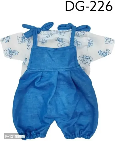Prithvi R Corporation Print Embroidered T-Shirt with Mini Dungaree Bibshorts for Infant Toddler Baby Boy & Girl|Blue-thumb2