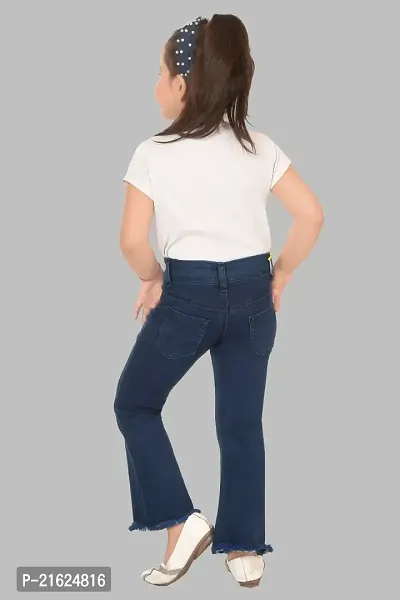 Girls Flared Mid Rise Light Blue Jeans-thumb4