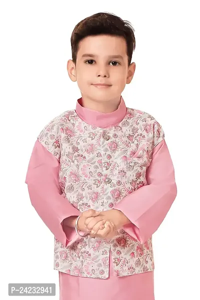 Boys Festive  Party Kurta with Jacket and Pyjama Set.