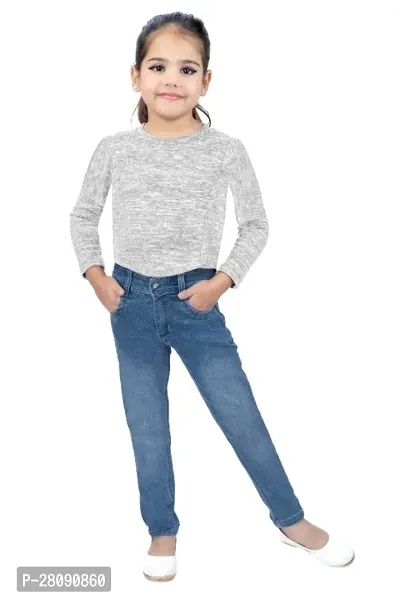 Classic Denim Solid Jeans For Girls
