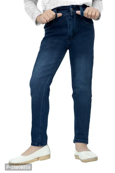 Classic Denim Solid Jeans For Girls-thumb2