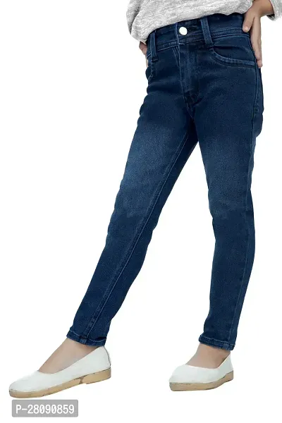 Classic Denim Solid Jeans For Girls-thumb5