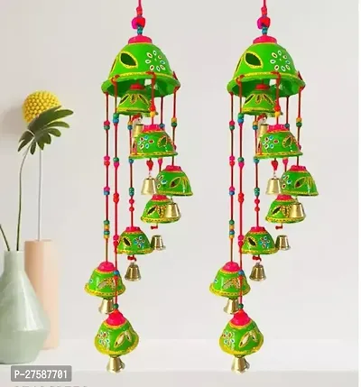 Home Decor Wind Chimes Bell Round Wall Hangings Decorative Toran office Decoration PACK OF 2-thumb0