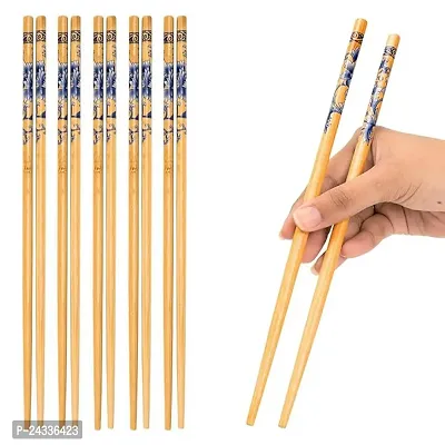 Sturdy Set of 5 Pairs Chopsticks Natural Bamboo | Lightweight | Reusable- Authentic Korean And Chinese Style | 23 CM Long-thumb0