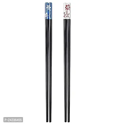 Sturdy 2 Pairs Flower Design Reusable Fiber Glass Chopsticks | Dishwasher Safe | Japanese Style | Lightweight | Non-Slip Chop Sticks