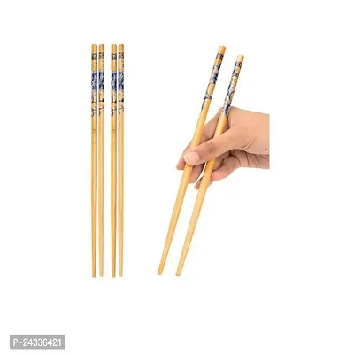 Sturdy Set of 2 Pairs Chopsticks Natural Bamboo | Lightweight | Reusable- Authentic Korean And Chinese Style | 23 CM Long-thumb0