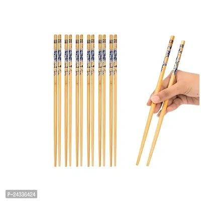 Sturdy Set of 6 Pairs Chopsticks Natural Bamboo | Lightweight | Reusable- Authentic Korean And Chinese Style | 23 CM Long-thumb0