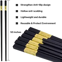 Sturdy 5 Pairs Reusable Fibreglass Eco-Friendly Chopsticks | Dishwasher Safe | Easy to Hold | Lightweight | Non-Slip Chopstick | Gift Set-thumb1