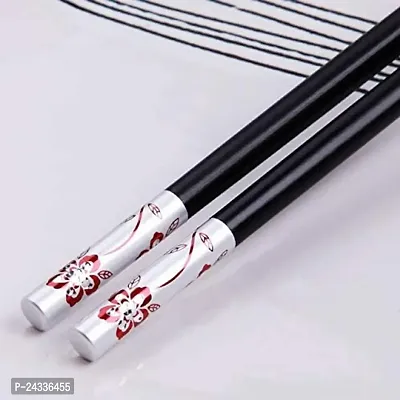 Sturdy 2 Pairs Flower Design Reusable Fiber Glass Chopsticks | Dishwasher Safe | Japanese Style | Lightweight | Non-Slip Chop Sticks-thumb3