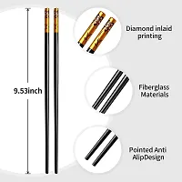 Sturdy 2 Pairs Flower Design Reusable Fiber Glass Chopsticks | Dishwasher Safe | Japanese Style | Lightweight | Non-Slip Chop Sticks-thumb1