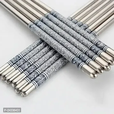 Sturdy 10 Pairs of Stainless Steel Reusable Chopsticks - Lightweight And Dishwasher Safe