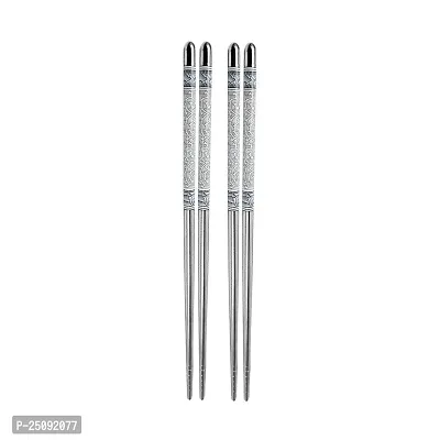 Classic 2 Pairs of Stainless Steel Reusable Chopsticks - Lightweight  Dishwasher Safe-thumb0