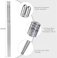 Classic 2 Pairs of Stainless Steel Reusable Chopsticks - Lightweight  Dishwasher Safe-thumb1