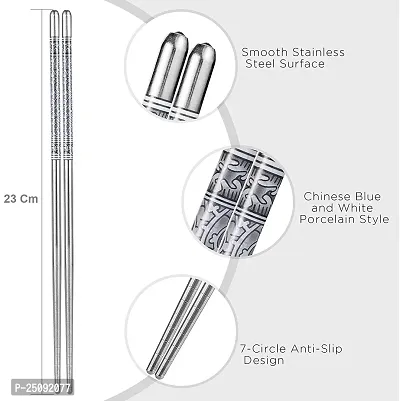 Classic 2 Pairs of Stainless Steel Reusable Chopsticks - Lightweight  Dishwasher Safe-thumb2