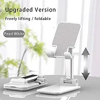 Cell Phone Stand, Foldable Portable Phone Stand Phone Holder for Desk, Desktop Tablet Stand Compatible with Mobile Phone/iPad/Tablet/Kindl (White)-thumb2
