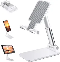 Cell Phone Stand, Foldable Portable Phone Stand Phone Holder for Desk, Desktop Tablet Stand Compatible with Mobile Phone/iPad/Tablet/Kindl (White)-thumb3