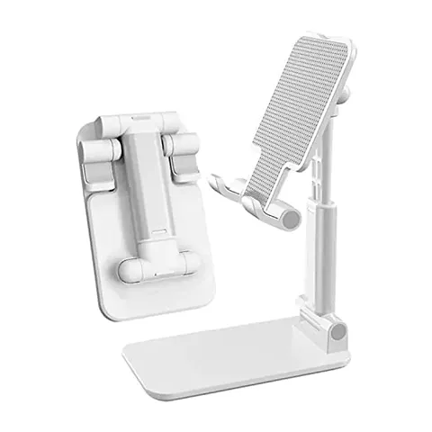 ADZOY Adjustable Cell Phone Holder White Foldable Tablet Stand Mobile Phone