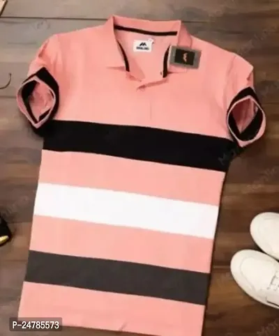 Stunning Cotton Blend Striped Polos For Men-thumb0