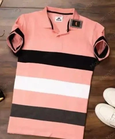 Stunning Blend Striped Polos For Men