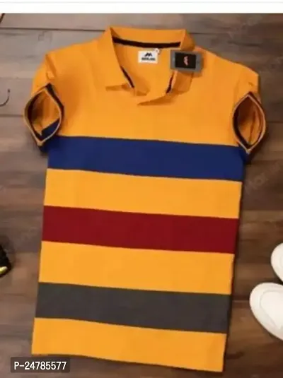 Stunning Cotton Blend Striped Polos For Men