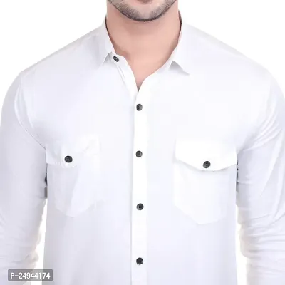 VESLOO WILLOW Men Solid Slim Fit Cotton Casual Shirt with Spread Collar  Full Sleeves-thumb3